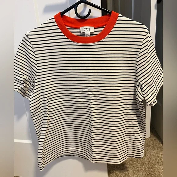 COS Black and White Striped Tee - Picture 1 of 3